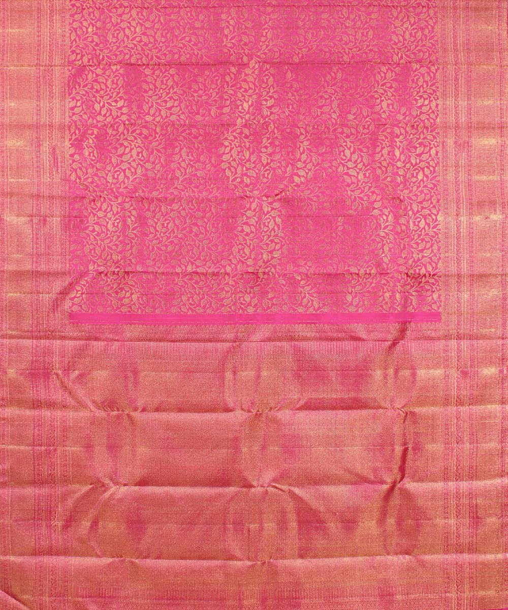 Pink silk handwoven karnataka brocade silk saree