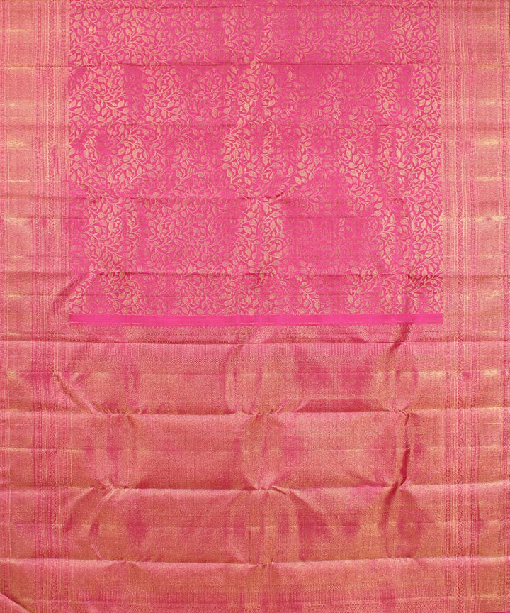 Pink silk handwoven karnataka brocade silk saree
