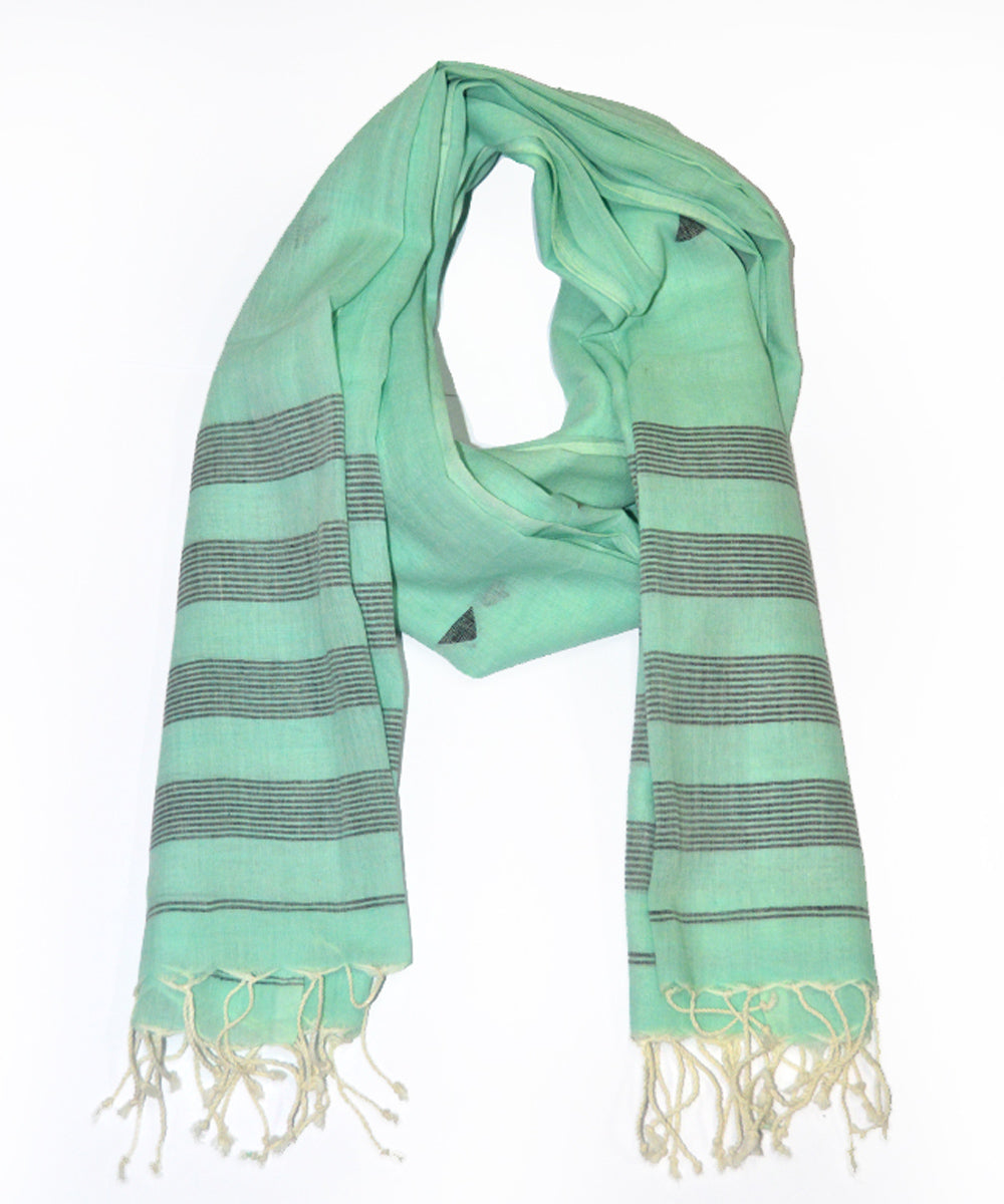 Light green handwoven cotton jamdani stole