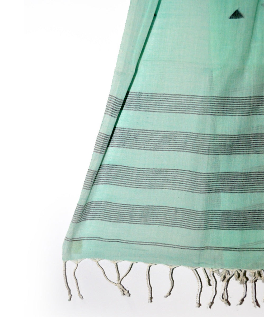 Light green handwoven cotton jamdani stole
