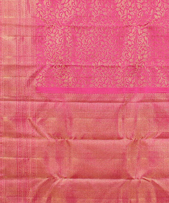 Pink silk handwoven karnataka brocade silk saree