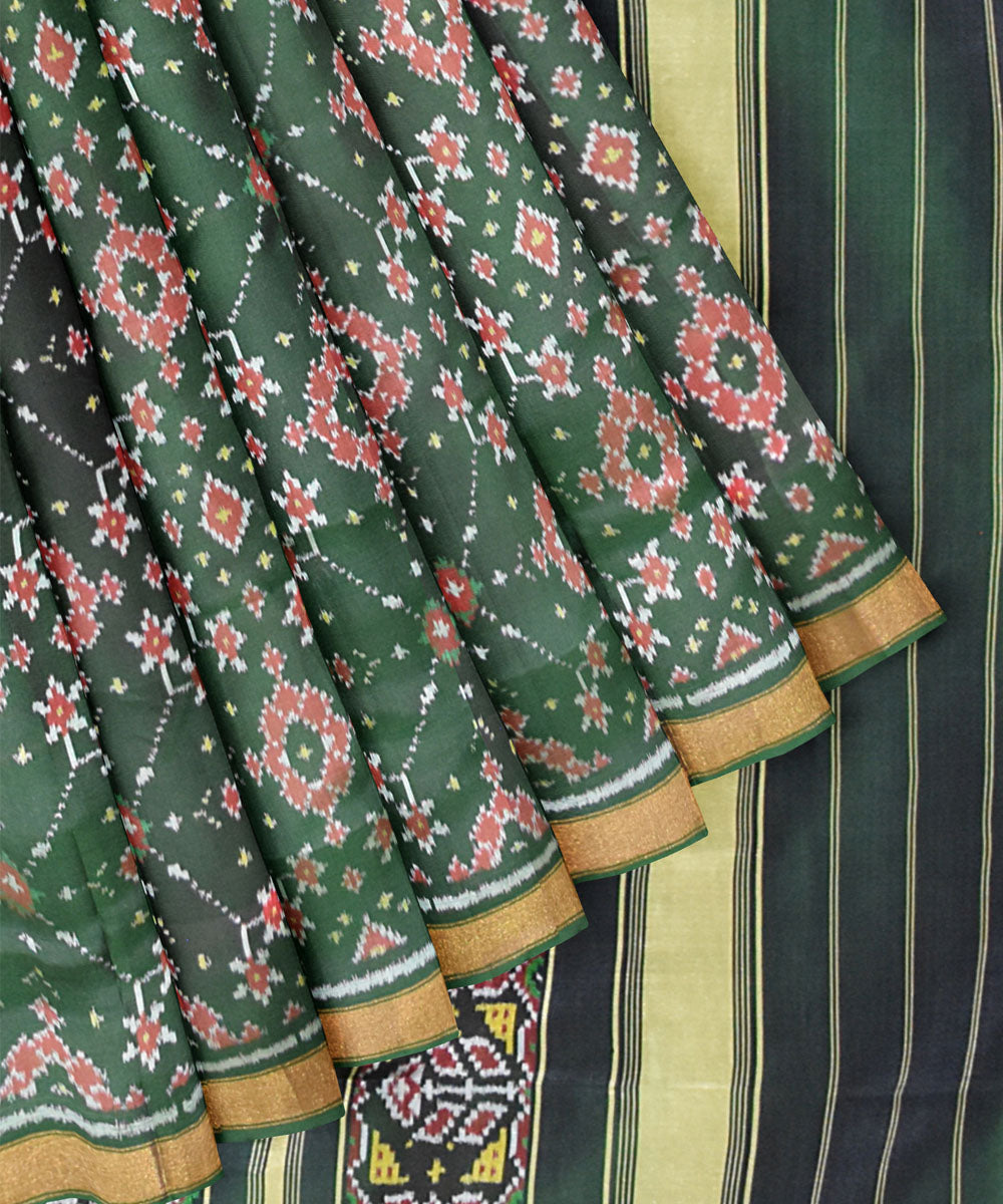 Dark green silk handloom patola saree