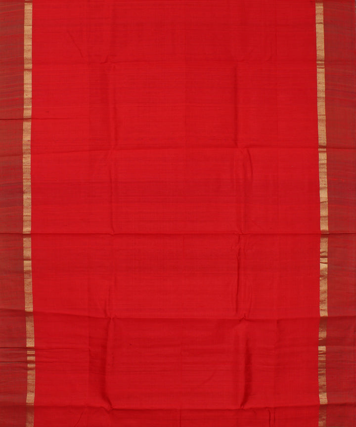 Red green cotton handwoven karnataka raw silk saree
