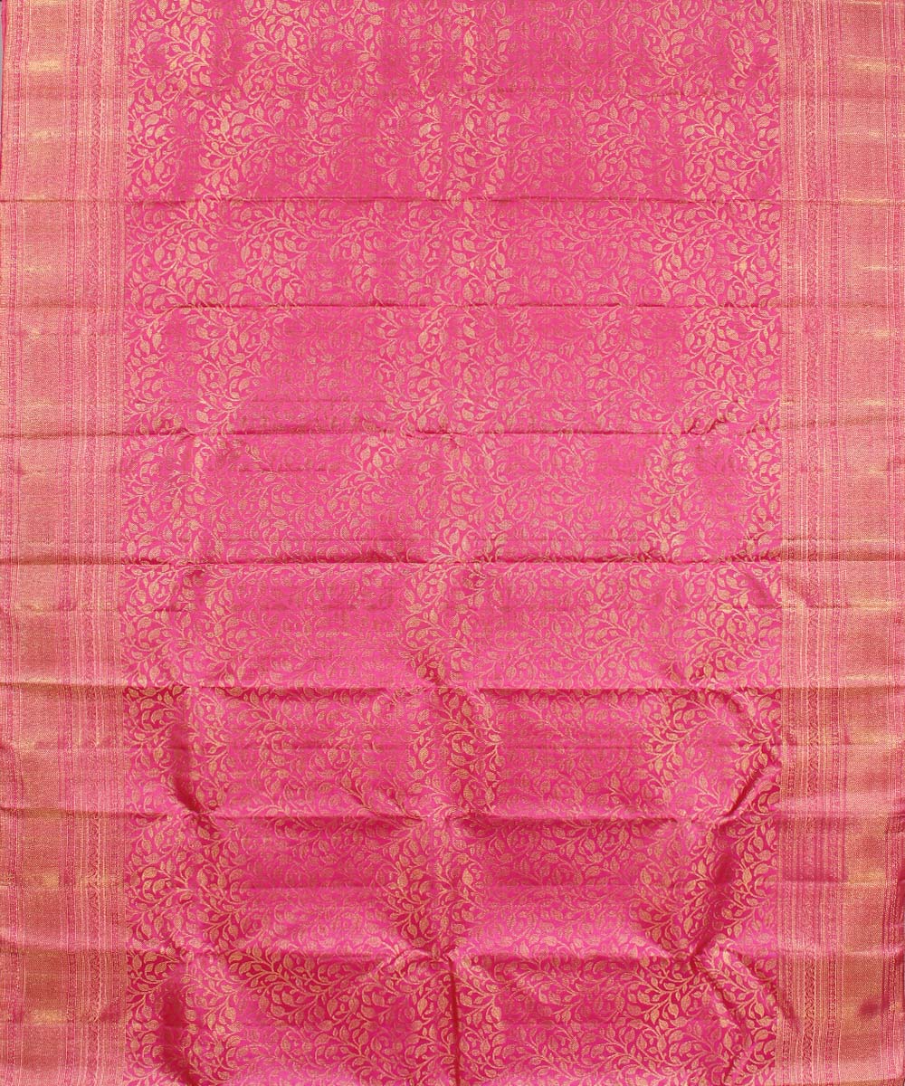 Pink silk handwoven karnataka brocade silk saree
