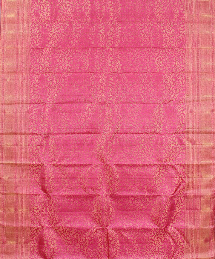 Pink silk handwoven karnataka brocade silk saree