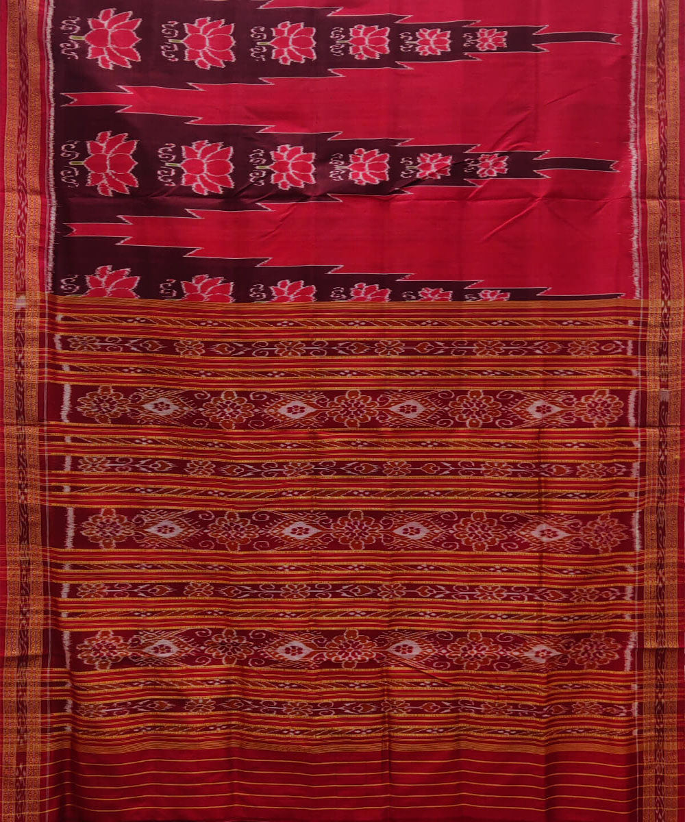 Red black silk handwoven khandua saree