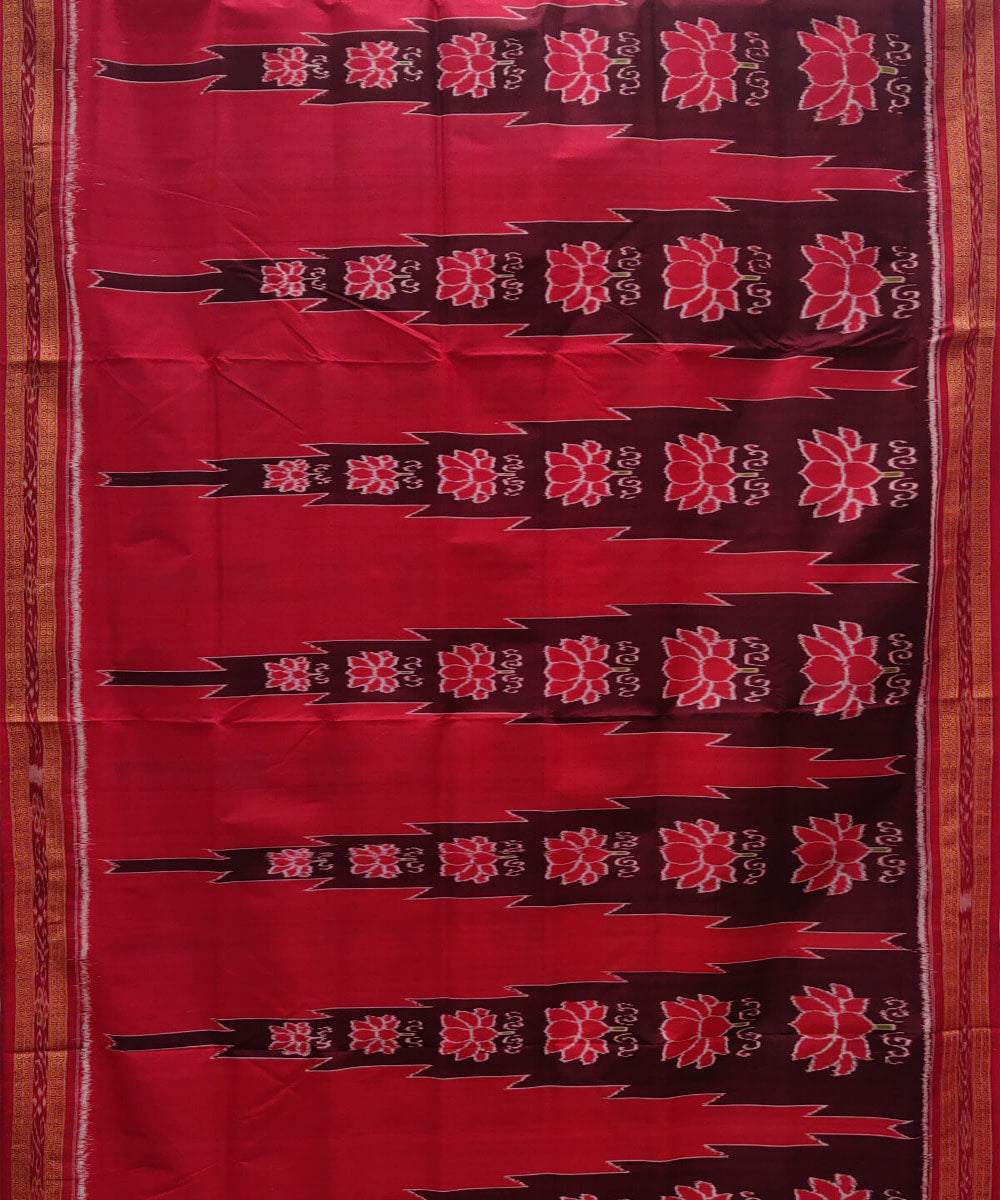 Red black silk handwoven khandua saree