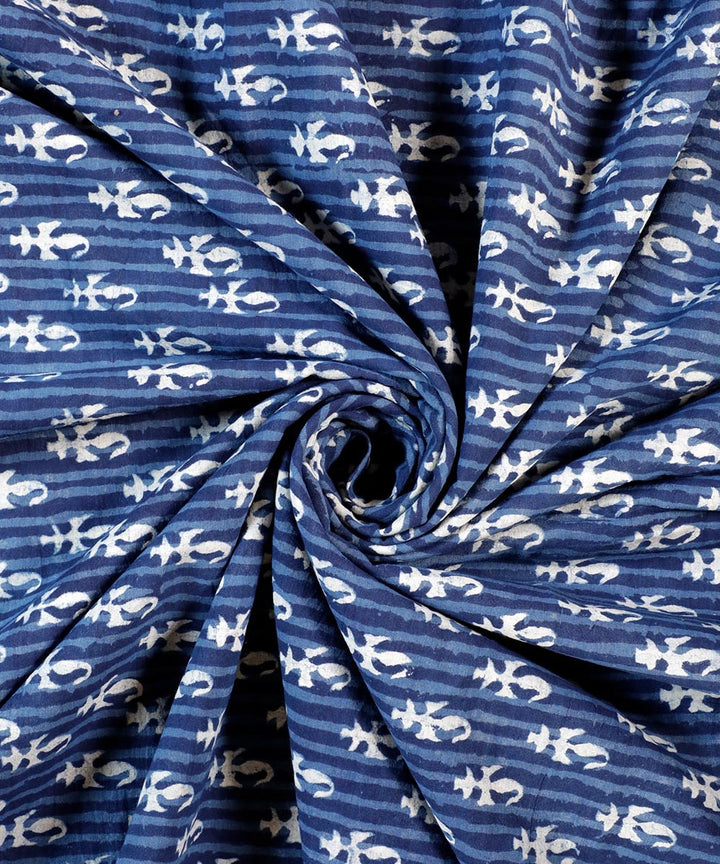 2.5 m Blue hand block print cotton kurta material