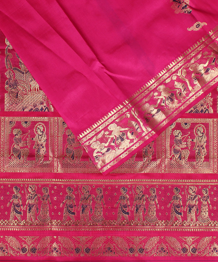 Pink handwoven silk swarnachari baluchari saree