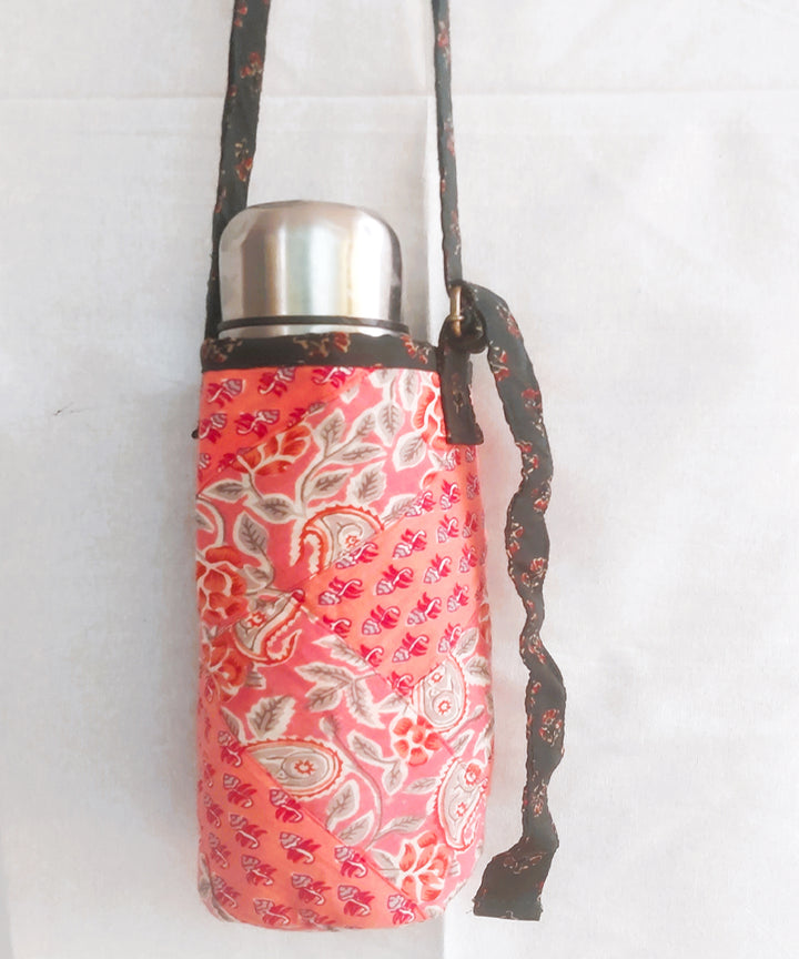 Pink handcrafted bottle carry bag