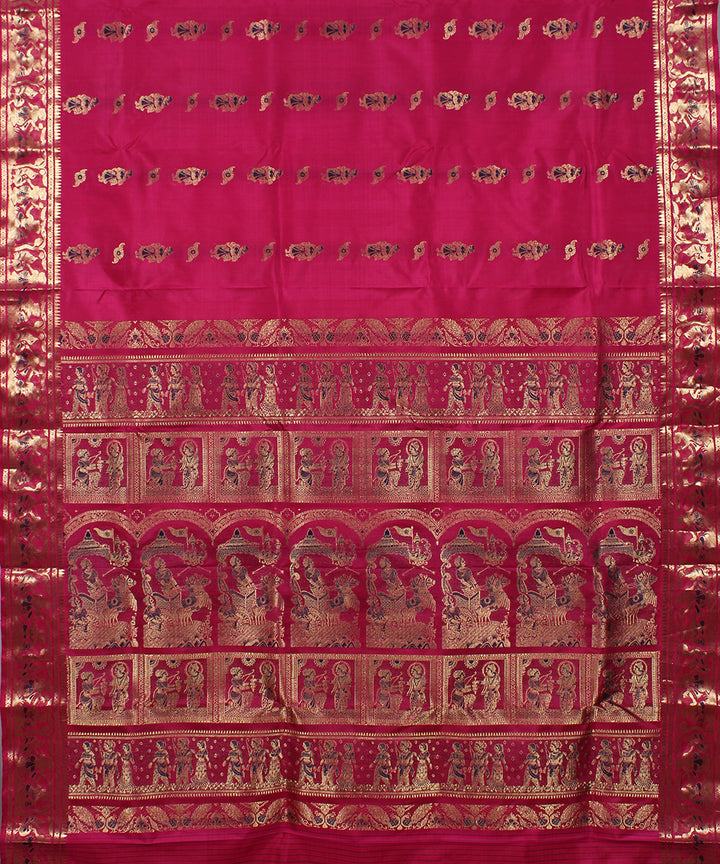 Pink handwoven silk swarnachari baluchari saree