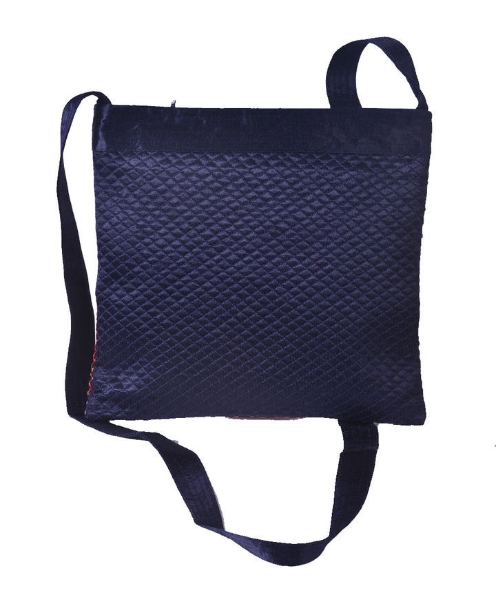 Blue red hand embroidered mashroo cross body bag