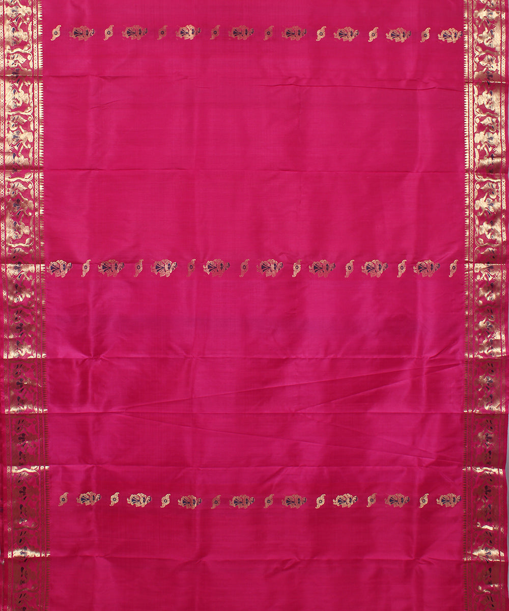 Pink handwoven silk swarnachari baluchari saree