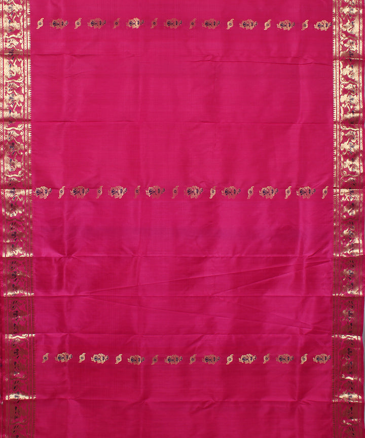 Pink handwoven silk swarnachari baluchari saree