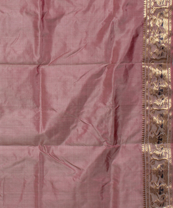 Mauve bright pink handwoven silk swarnachari baluchari saree