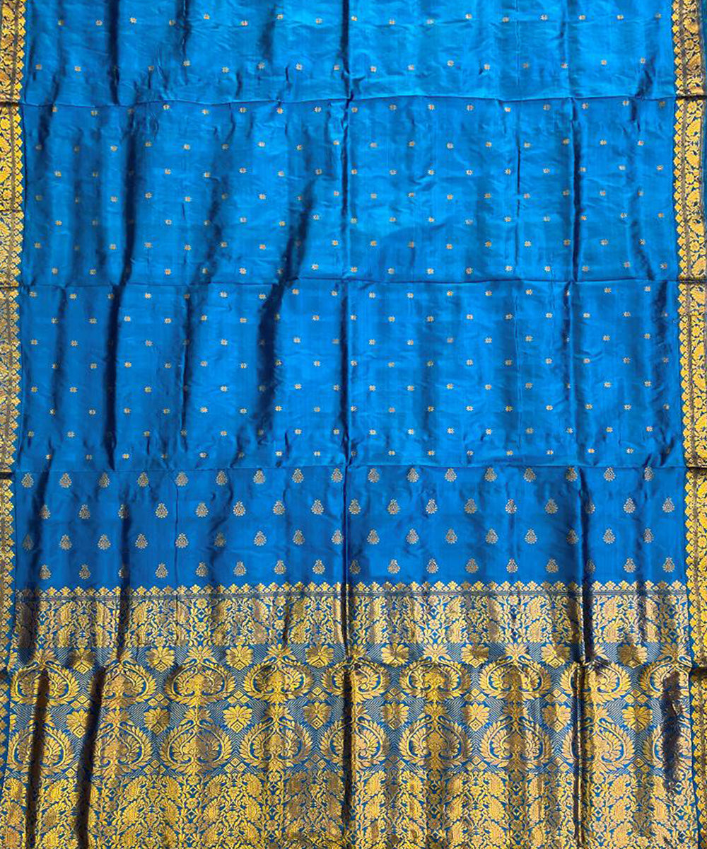 Navy blue handloom silk assam saree