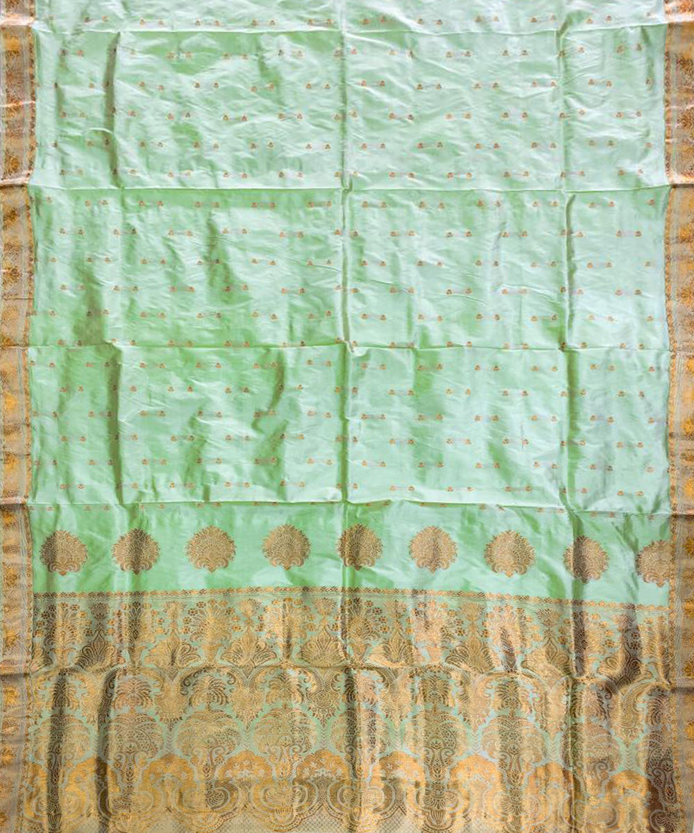 Light green handwoven paat mulberry silk assam saree
