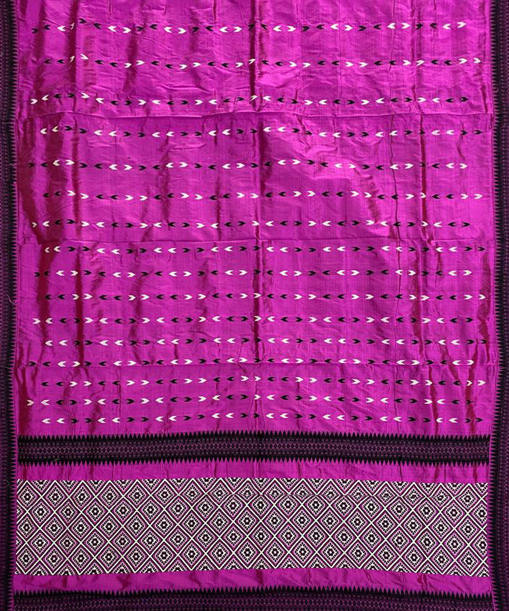 Purple black handloom silk assam saree