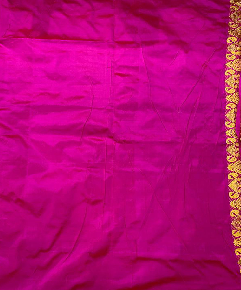 Magenta pink handwoven paat mulberry silk assam saree
