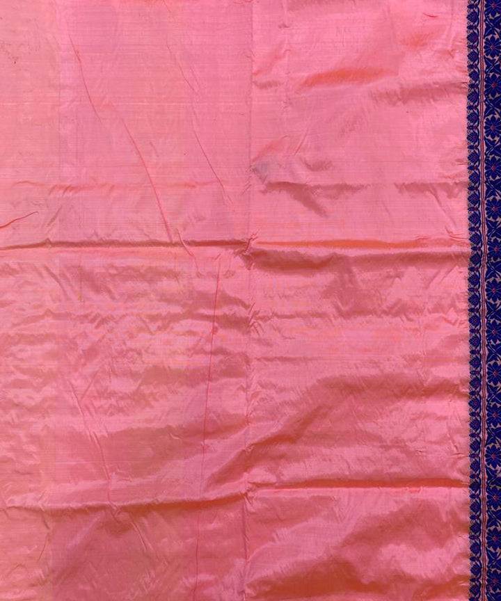 Peach and blue handloom silk assam saree