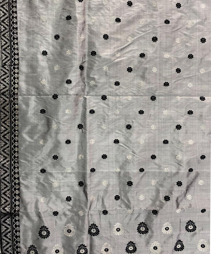 Grey black handloom silk assam saree