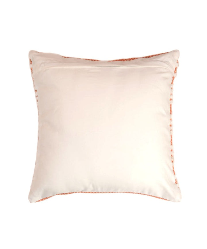 Peach white stripes handwoven cotton cushion cover
