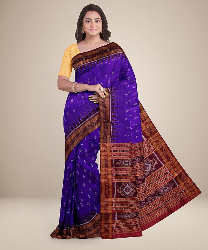 Lavender purple red silk handwoven khandua saree