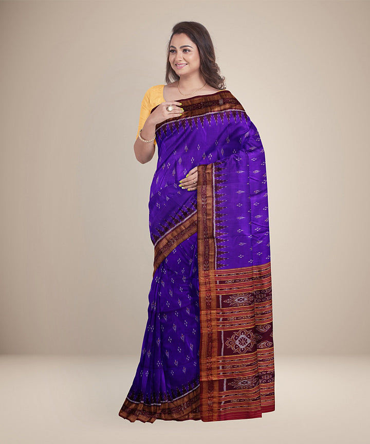 Lavender purple red silk handwoven khandua saree