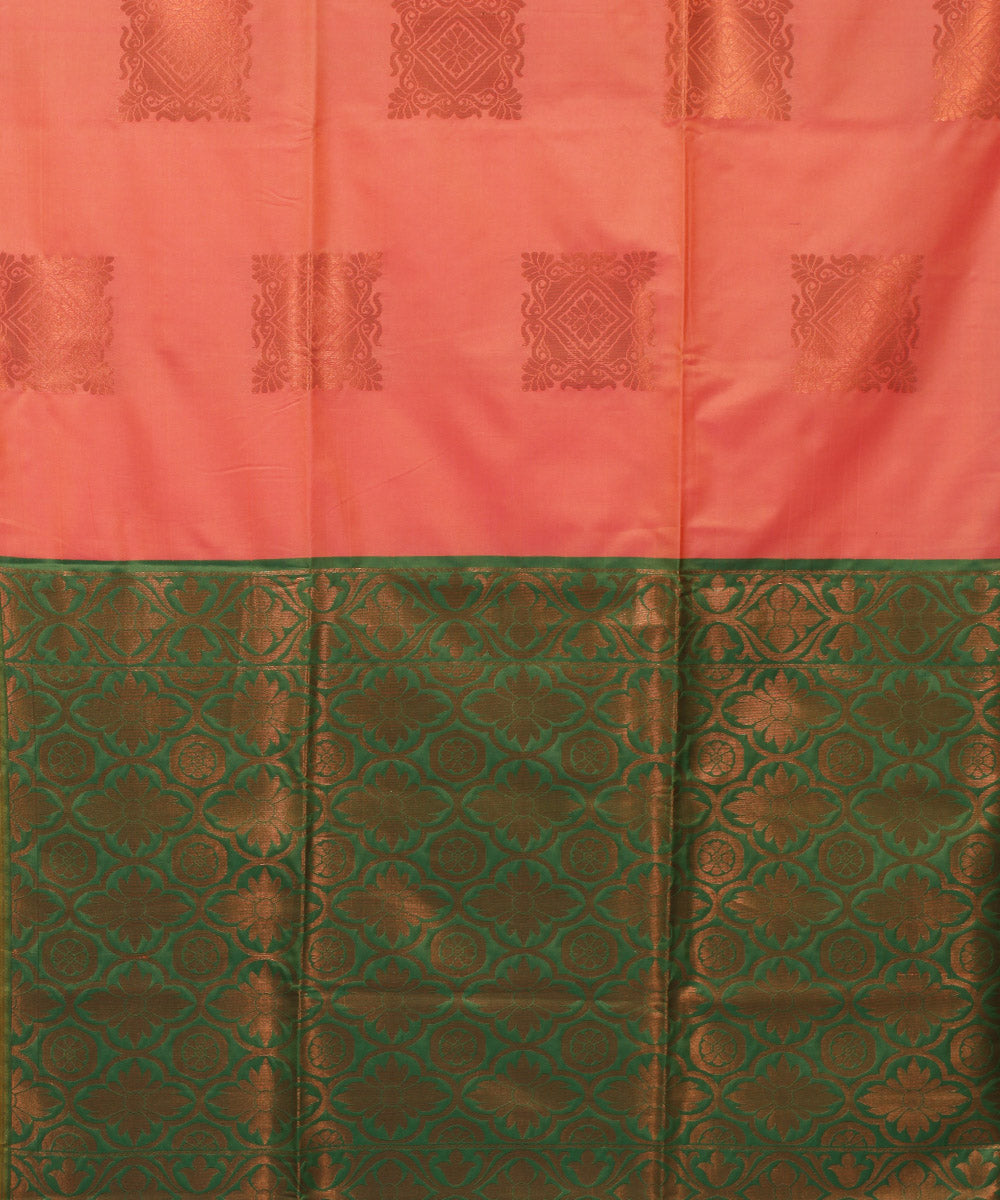 Pink sea green handwoven Karnataka soft silk saree