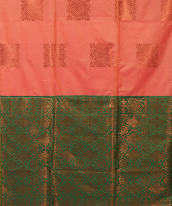 Pink sea green handwoven Karnataka soft silk saree