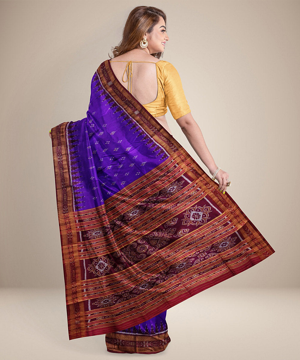 Lavender purple red silk handwoven khandua saree
