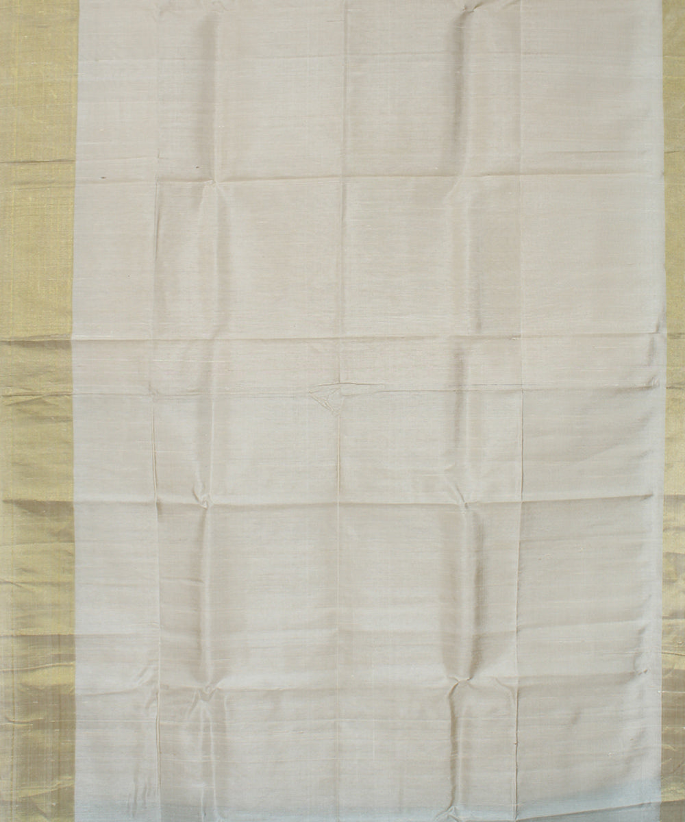 White multi cotton handwoven karnataka raw silk saree
