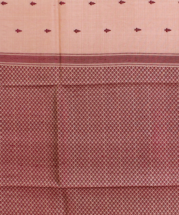 Peach maroon handwoven kosa tussar silk saree