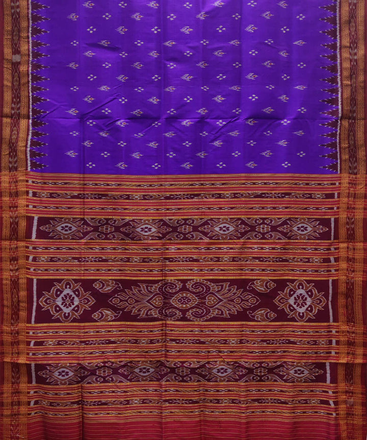 Lavender purple red silk handwoven khandua saree
