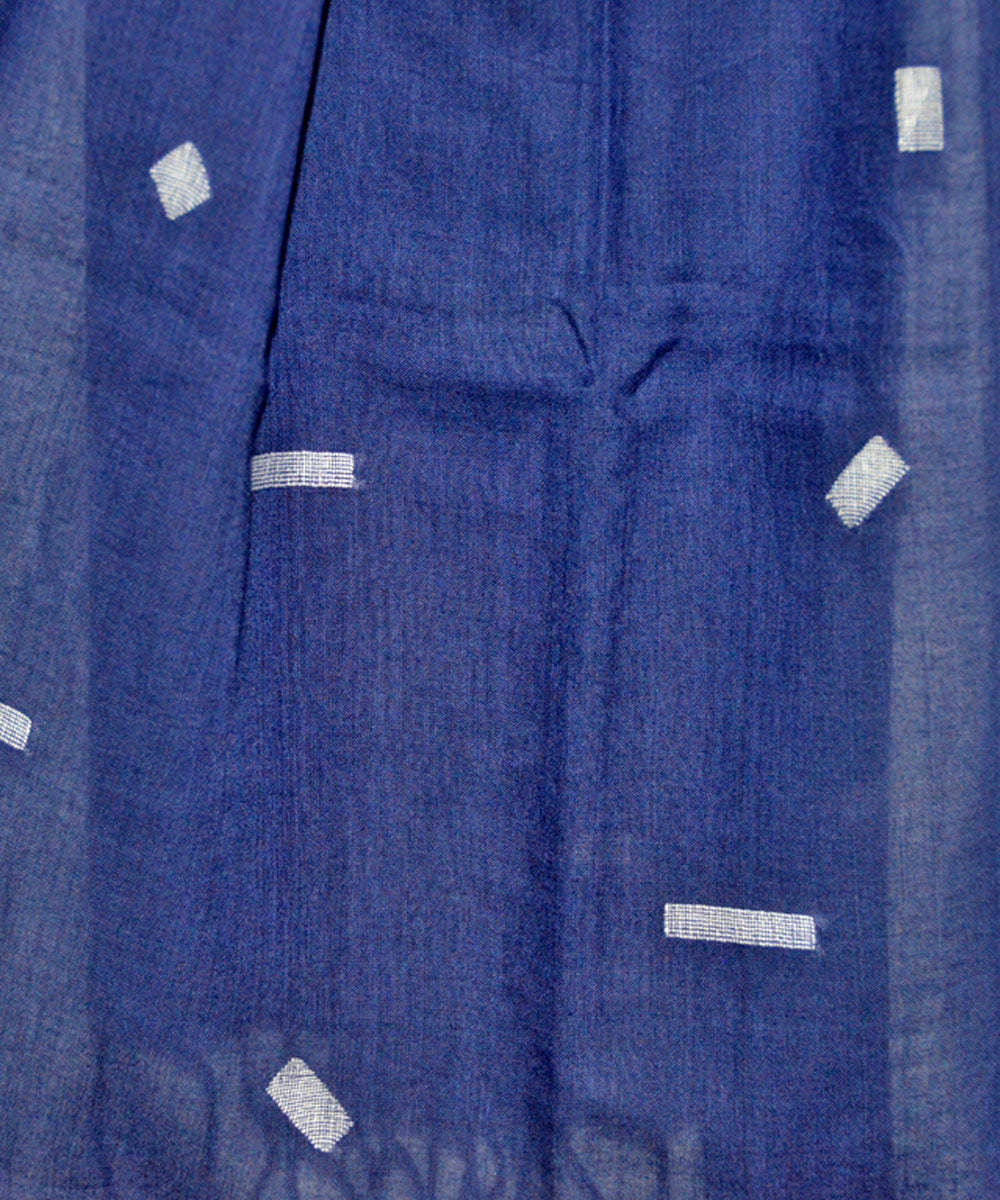 Navy blue handwoven cotton jamdani stole