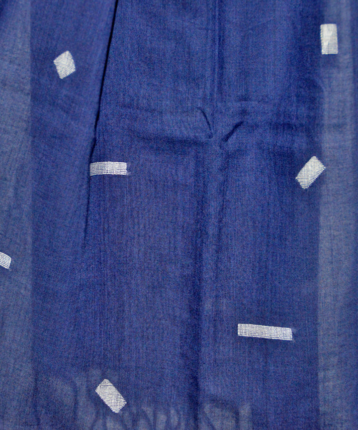 Navy blue handwoven cotton jamdani stole