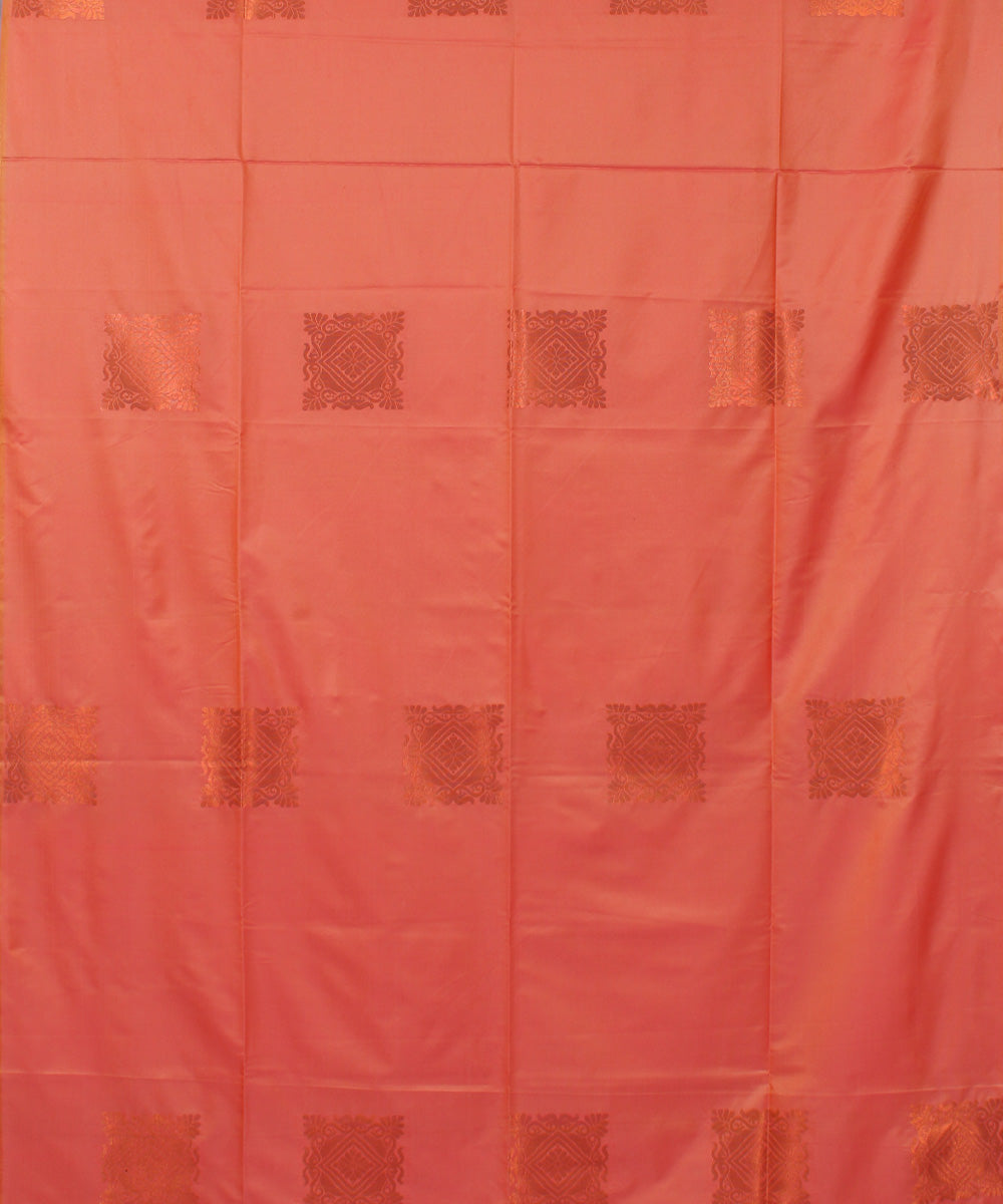 Pink sea green handwoven Karnataka soft silk saree