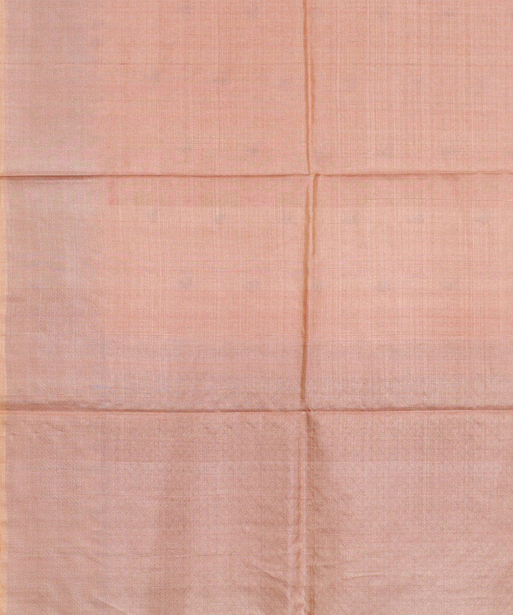 Peach maroon handwoven kosa tussar silk saree