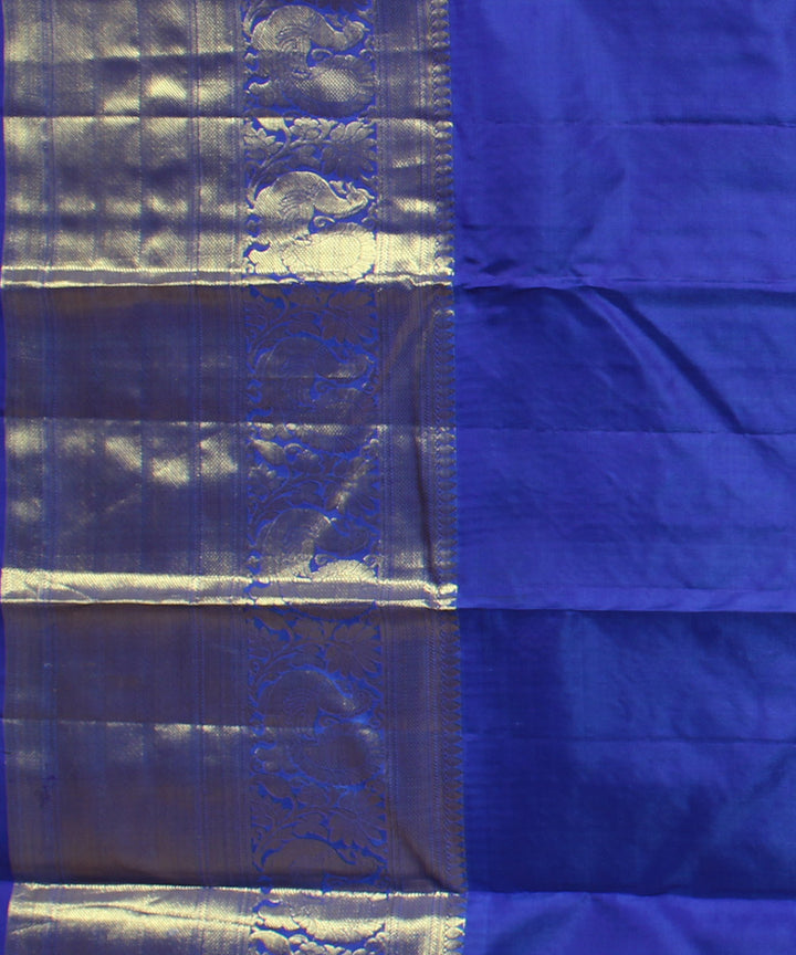 Lime green blue handwoven karnataka brocade silk saree