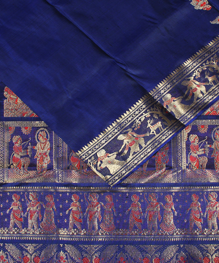 Navy blue handloom silk baluchari saree