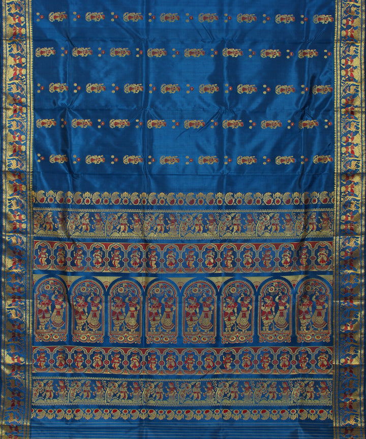 Navy blue handwoven silk baluchari saree