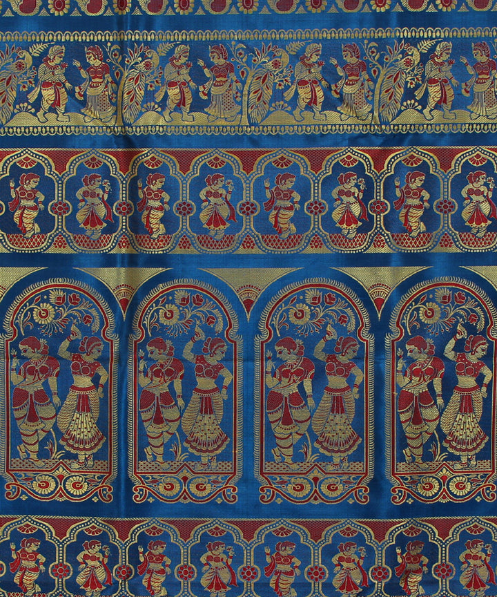 Navy blue handwoven silk baluchari saree