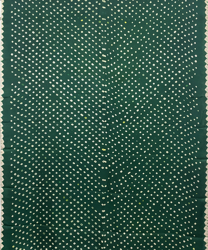 Dark green black hand printed bandhani modal silk saree