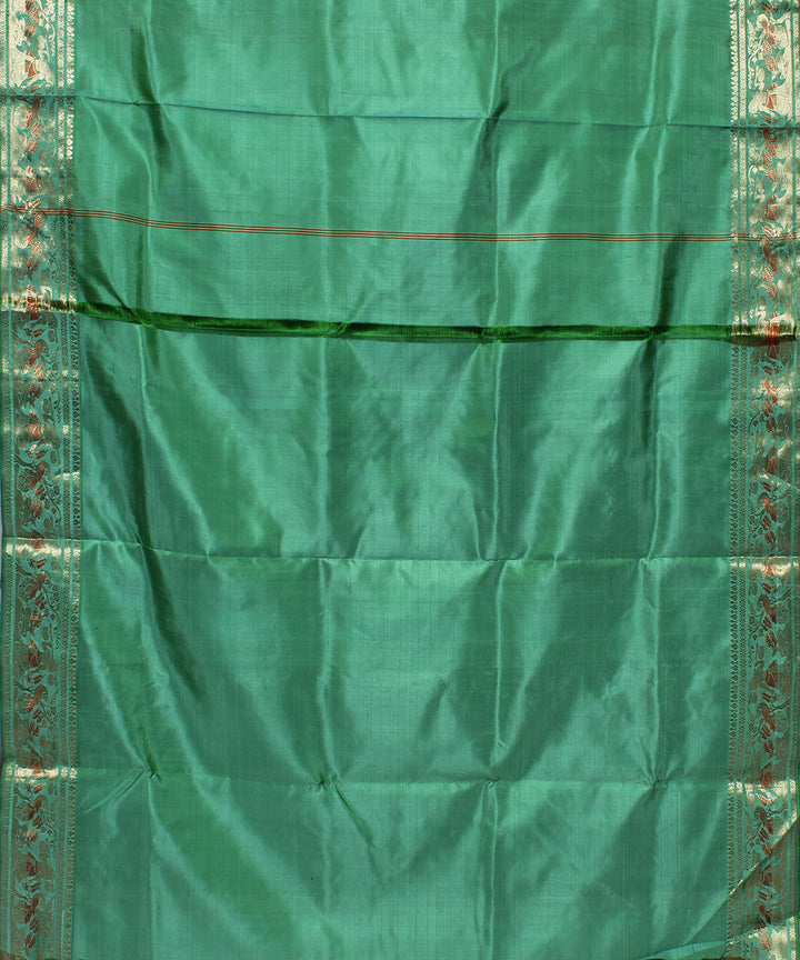 Aqua green handwoven silk swarnachari baluchari saree