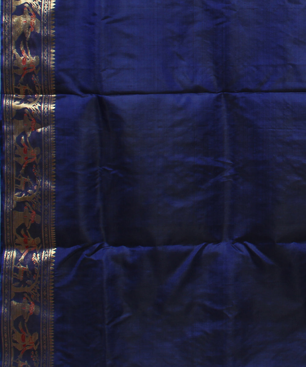 Navy blue handloom silk baluchari saree