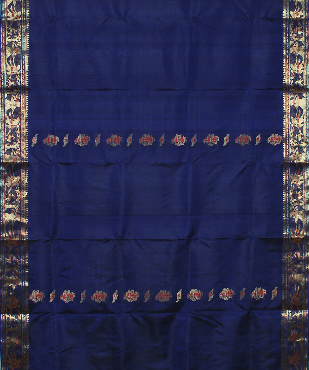 Navy blue handloom silk baluchari saree
