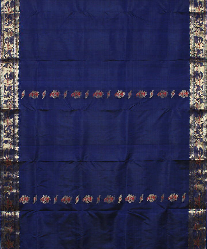 Navy blue handloom silk baluchari saree