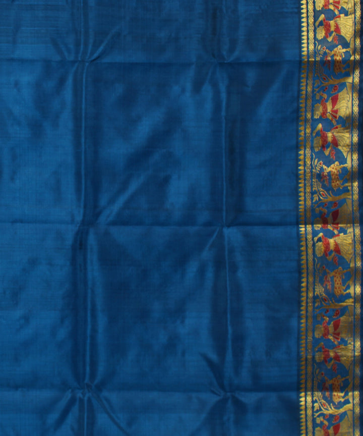 Navy blue handwoven silk baluchari saree