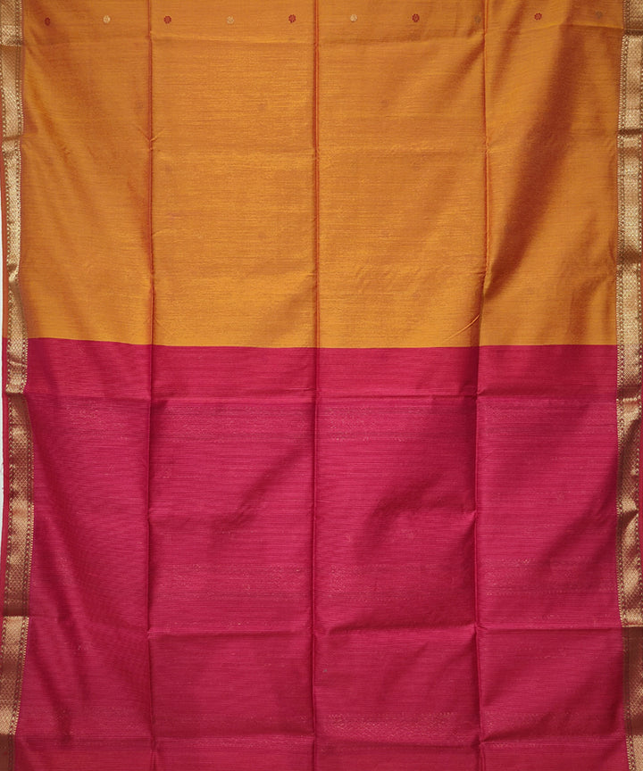Pumpkin orange pink handwoven cotton silk maheshwari saree