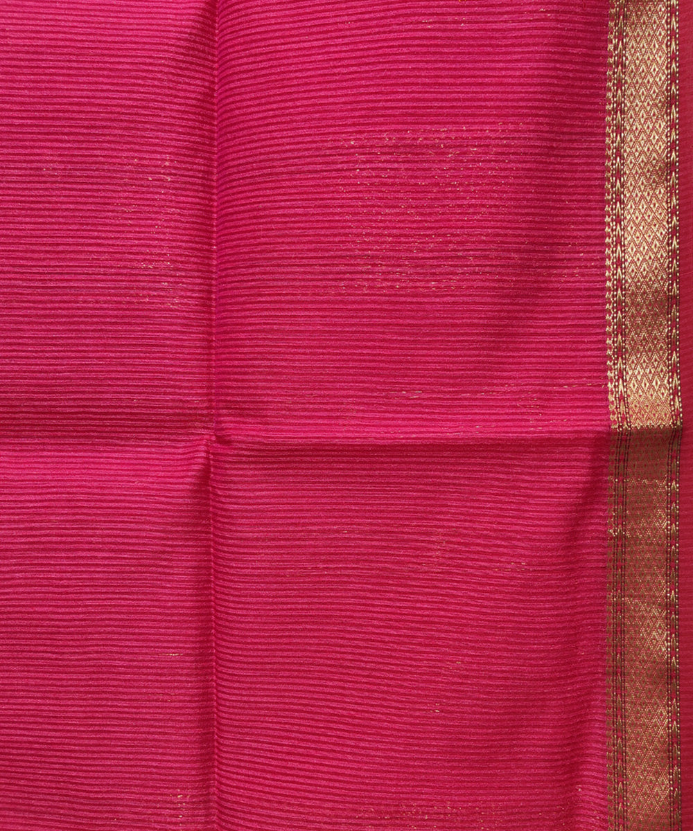 Pumpkin orange pink handwoven cotton silk maheshwari saree